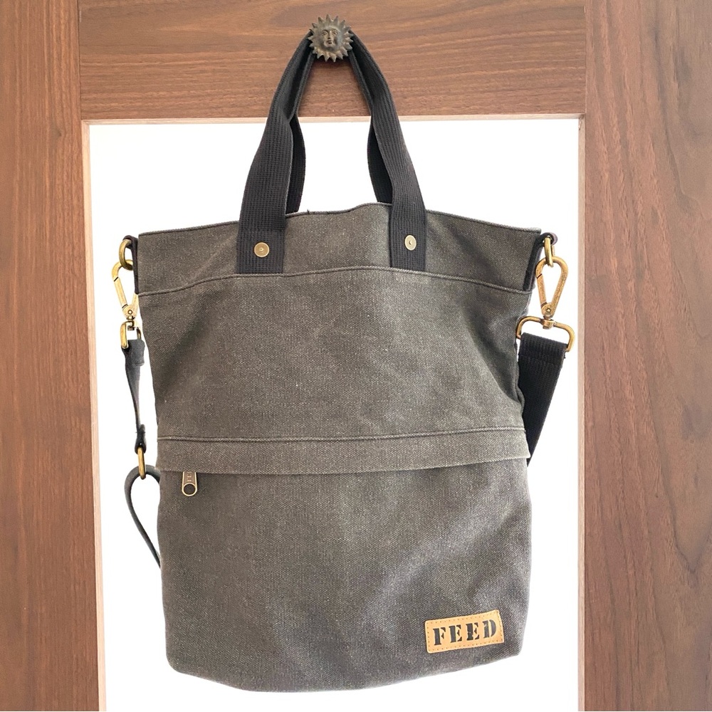FEED Canvas Tote Bag in Olive Green